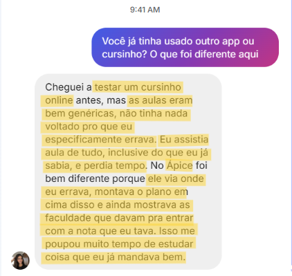 Ana Clara, estudante da Ápice, com nota acima de 800 em Matemática no último ENEM